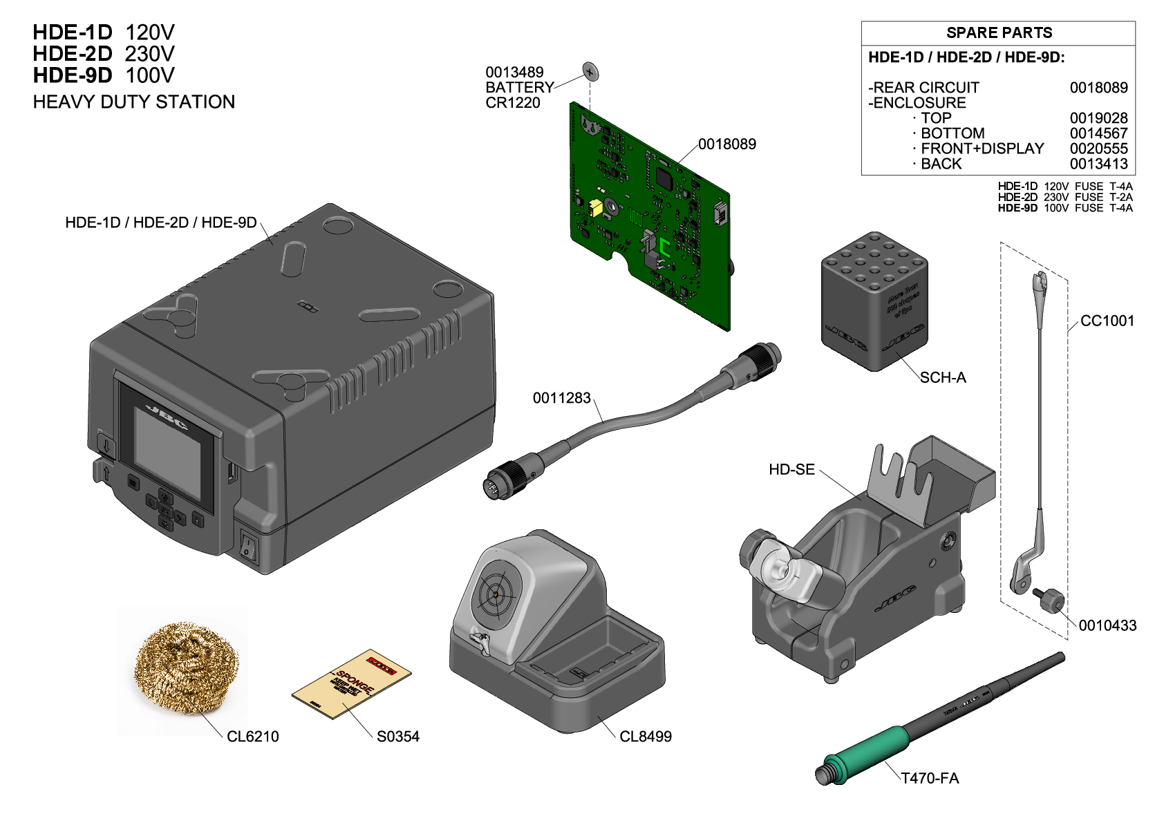 JBC EXPLODED VIEW HDE HEAVY DUTY STATION