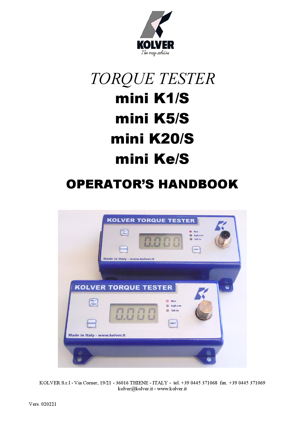K And Mini K Torque Manual