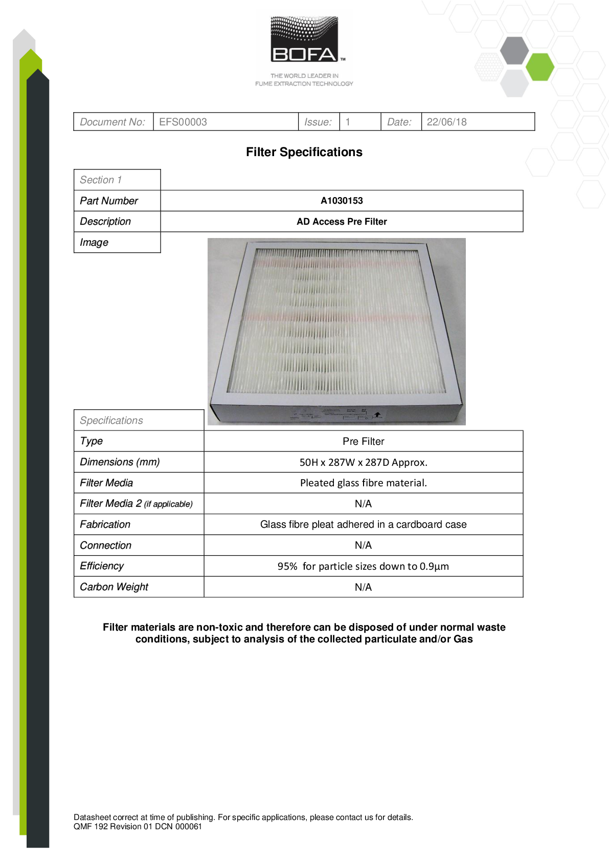 AD ACCESS PRE FILTER Datasheet