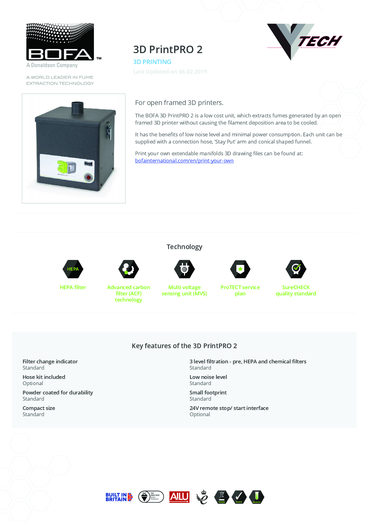 3D PRINTPRO 2 Datasheet