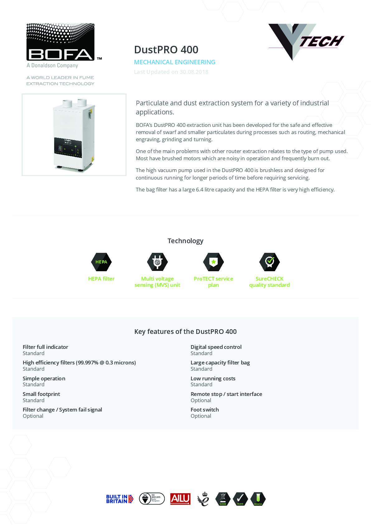DUSTPRO 400 Datasheet