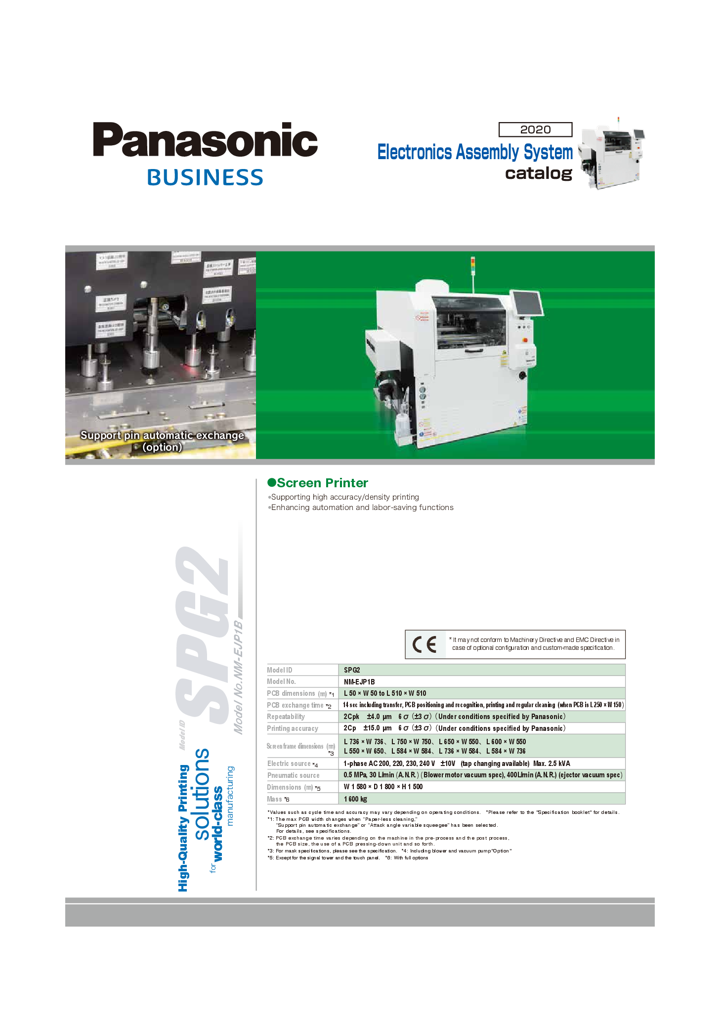 Panasonic SPG2 Catalog